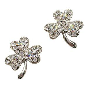 TARA Clear Rhinestone Silver Tone Post Earrings New Old Stock Gift Box Included